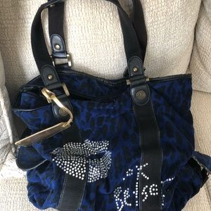 Betsey Johnson Blue cheetah extra Large tote